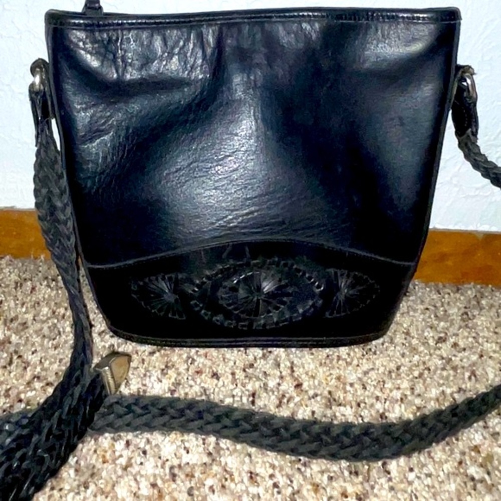 Brighton Black Genuine Leather Crossbody Purse Bag